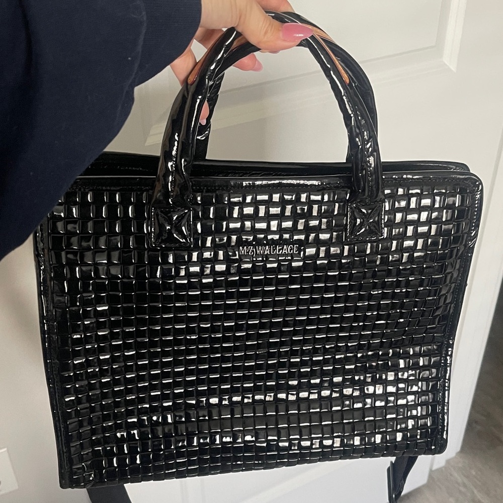 MZ Wallace Glossy Black Laptop Bag